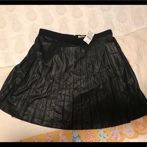 Leather J. Crew pleated skirt